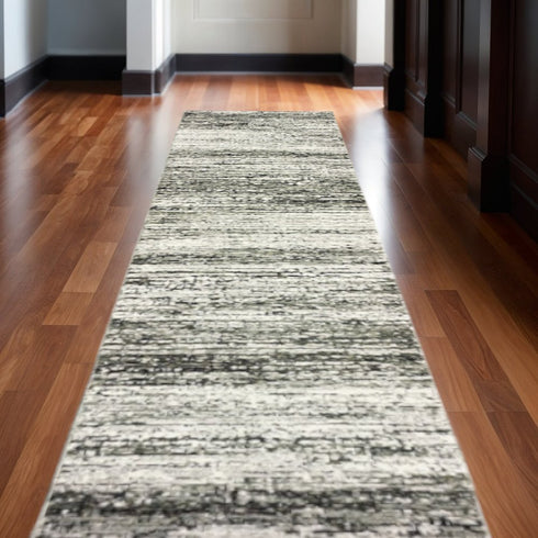2' X 8' Gold And Slate Abstract Runner Rug